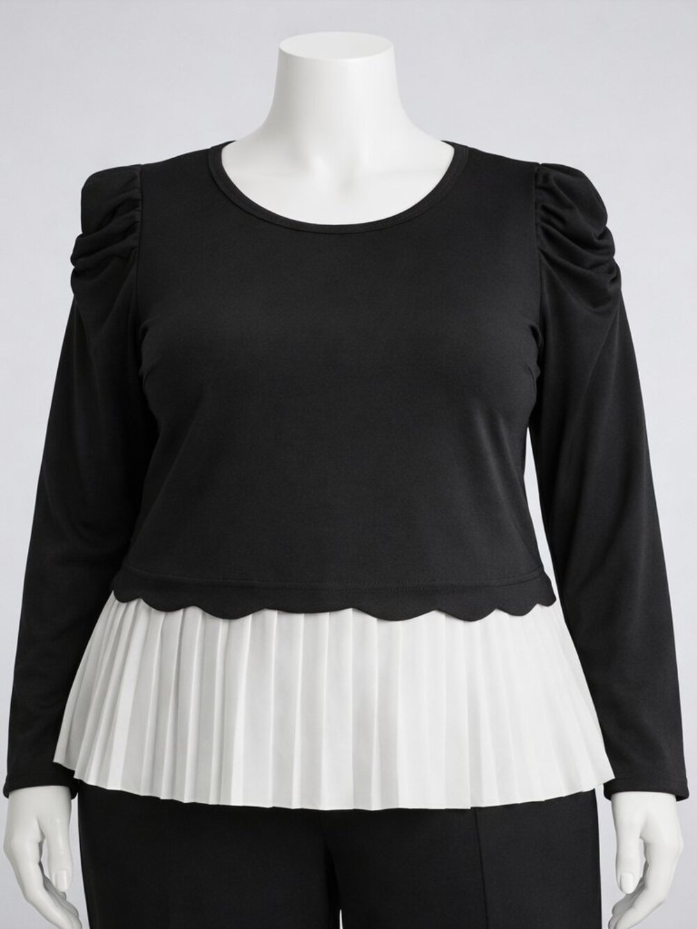 BY DESIGN Pria Long Sleeve Twofer Top (Plus) 1x BLACK/ WHITE NWT